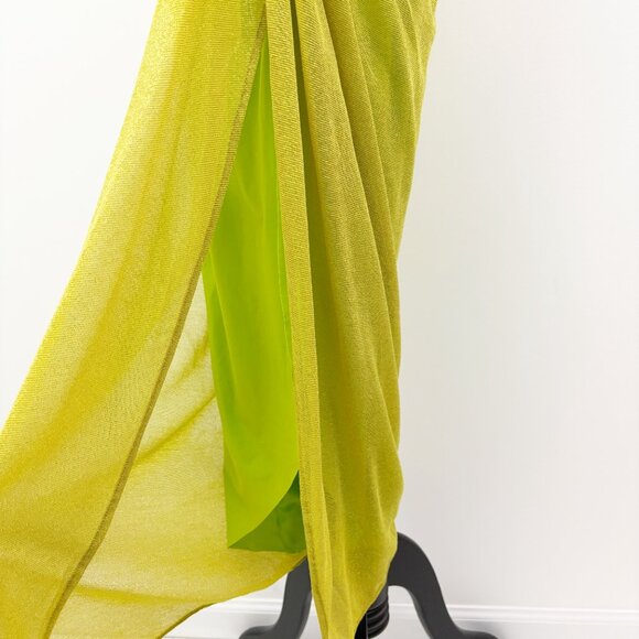 NWT Baobab Aria Dress Size S Lime Punch Midi Off-the-Shoulder Free People Slit - Picture 5 of 10